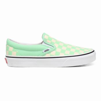 Vans Checkerboard Classic - Naisten Slip-on kengät - Vihreä Harmaat/Valkoinen